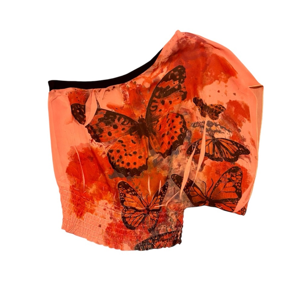Y2K one shoulder butterfly top